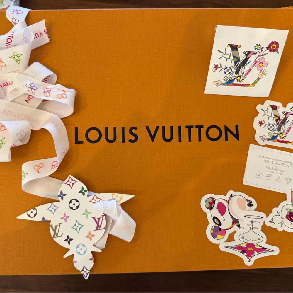 Louis Vuitton Large Box and Murakami stickers and ribbon